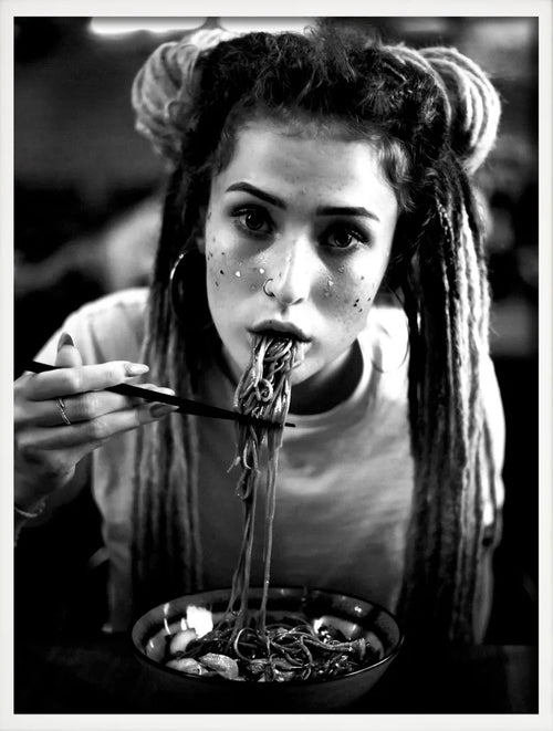 affiche art mural femmes buvant vin spaghettis décoration cadeau