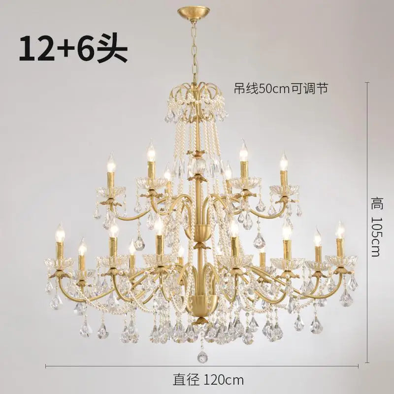 lustre moderne en or avec éclairage tube led et cristal - vue 12 sur 13