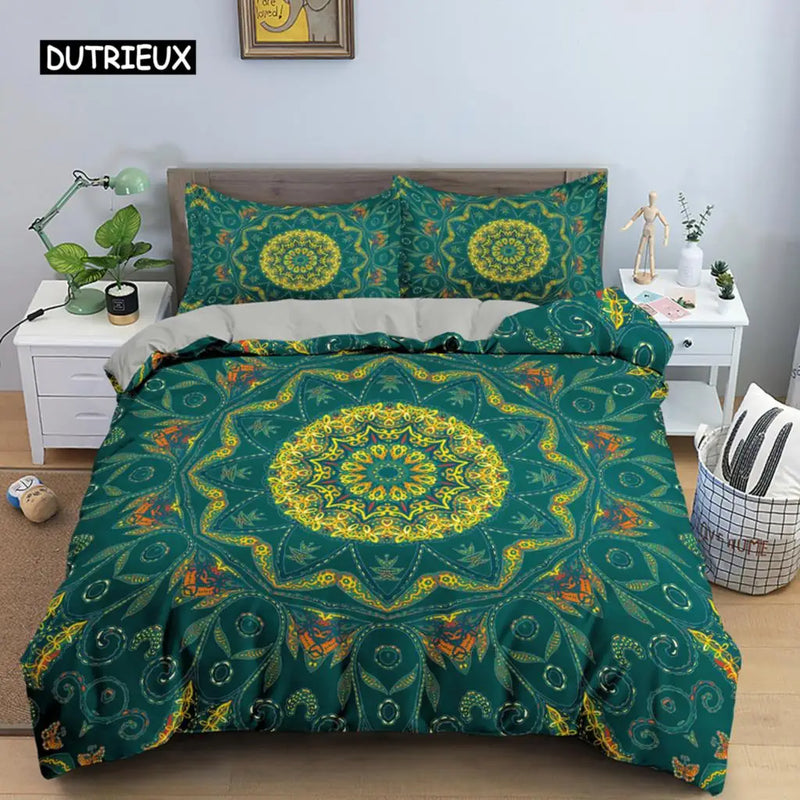 housse de couette mandala bohème style vintage pour lit king queen