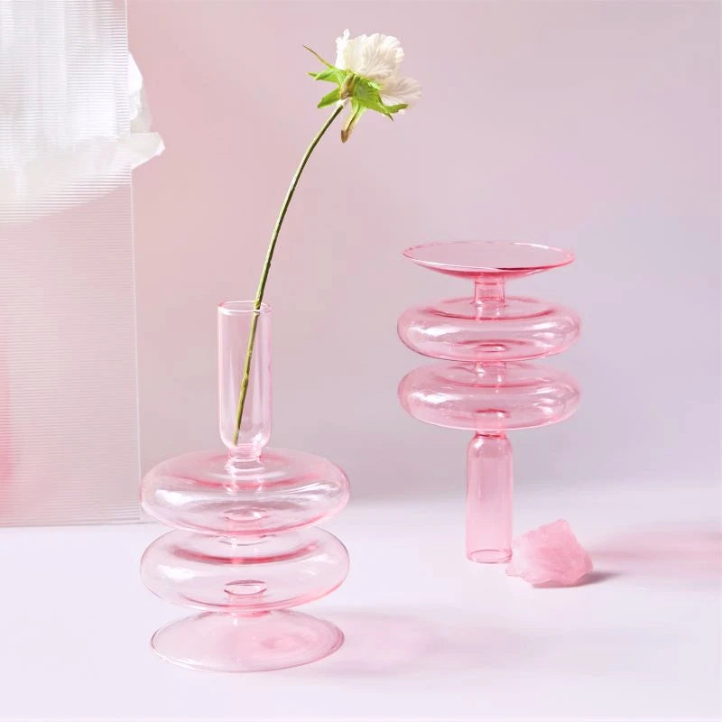 bougeoir en verre conique pour table de mariage et décoration nordique - vue 2 sur 28