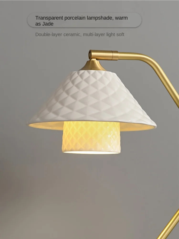 lampe de bureau en céramique et cuivre design moderne angle réglable - vue 5 sur 12