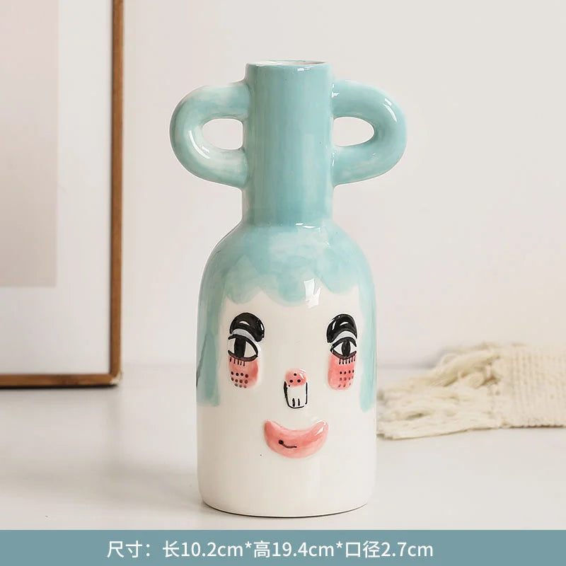 vase en céramique peint à la main avec oreilles décoratif amusant - vue 9 sur 11