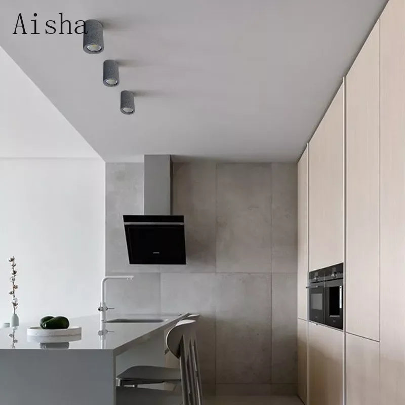 plafonnier rond en ciment led design minimaliste pour intérieur - vue 3 sur 9