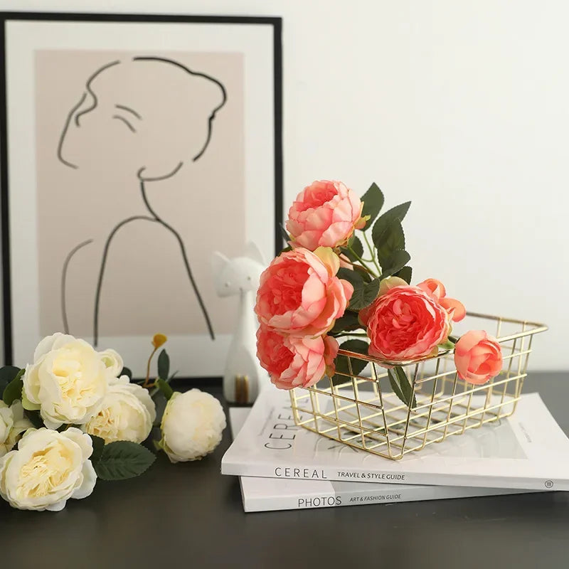 bouquet de pivoines vintage en soie décoration festive pour toutes occasions