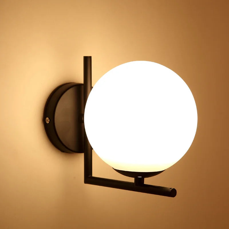 applique murale led moderne en fer avec abat-jour en verre - vue 5 sur 10