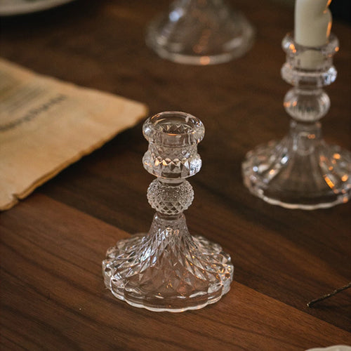 bougeoir en verre transparent pour dîner mariage et photographie - vue 3 sur 9