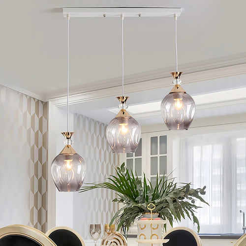 lustre suspendu en verre teinté pour décoration nordique de restaurant - vue 7 sur 12
