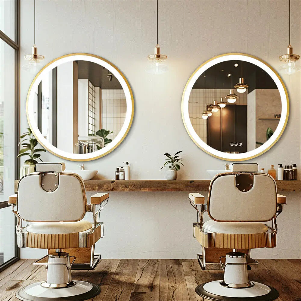 miroir rond éclairé avec cadre en aluminium et fonction mémoire - vue 3 sur 8