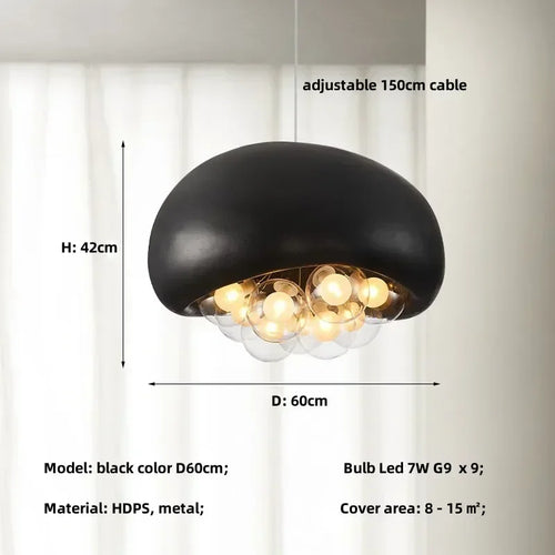 lustre suspendu minimaliste style wabi sabi avec éclairage led - vue 12 sur 12