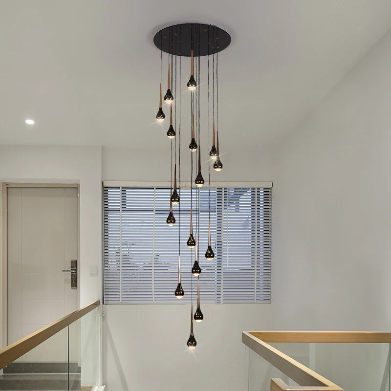 lustre long nordique moderne creux idéal pour loft hôtel appartement - vue 3 sur 16