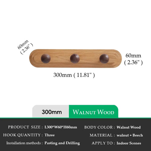 Walnut wood solid mushroom shape No holes, Minimalist wabi-sabi, Bag key Card Coat Cap, Wall Storage hook for bedroom, entrance - vue 9 sur 8