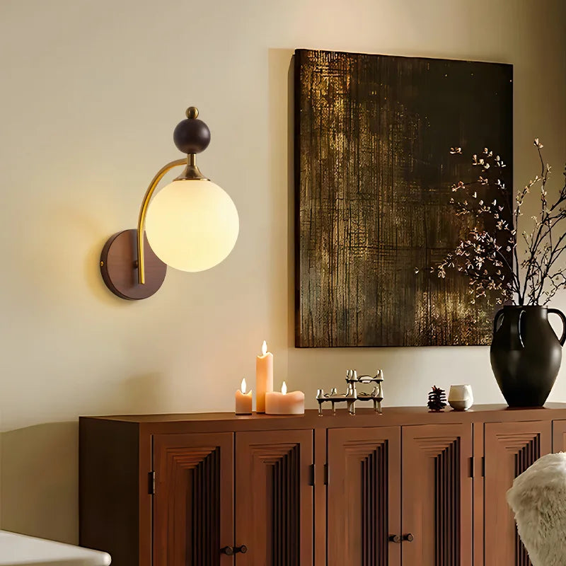 applique murale en bois et verre pour intérieur moderne - vue 5 sur 8