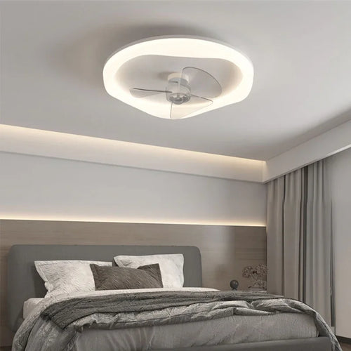plafonnier led moderne avec ventilateur télécommandé et luminosité réglable - vue 3 sur 11