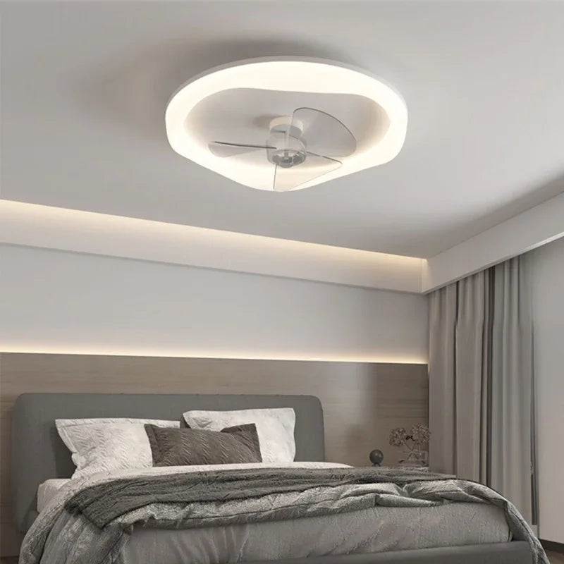 plafonnier led moderne avec ventilateur télécommandé et luminosité réglable - vue 3 sur 11