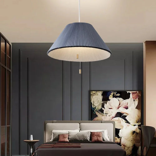 lustre moderne en tissu plissé design créatif nordique - vue 2 sur 8
