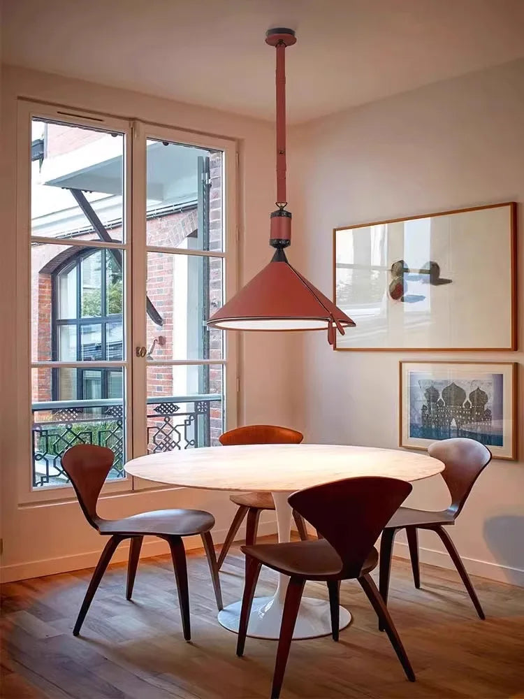 lustre led moderne avec ceinture en cuir décoration intérieure élégante - vue 6 sur 18