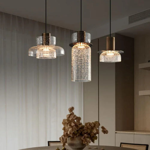lustre en verre craquelé design rétro pour intérieur moderne - vue 3 sur 11
