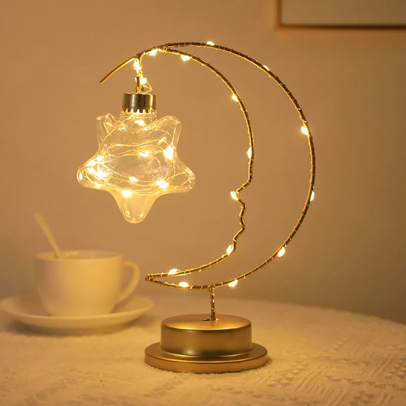 Lampe LED fer lune étoiles enfants - vue 3 sur 9
