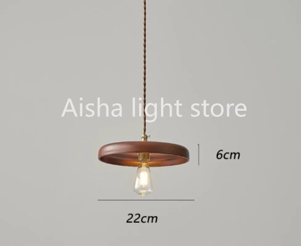 suspension vintage en bois massif pour un éclairage chaleureux intérieur - vue 6 sur 8