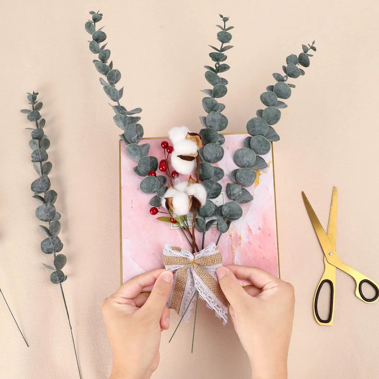 lot de 20 tiges d eucalyptus artificielles pour décorations festives - vue 5 sur 8