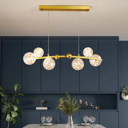 suspension led nordique boule de verre clair pour bar restaurant - vue 5 sur 14