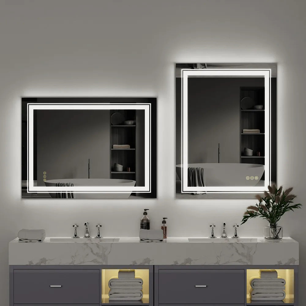 miroir LED de luxe en cristal transparent étanche à intensité variable - vue 8 sur 9