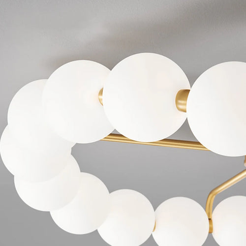 lustre à led avec anneau en cuivre et boule acrylique - vue 6 sur 10