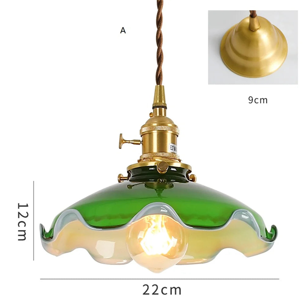 suspension industrielle vintage en cuivre avec interrupteur en verre - vue 11 sur 12