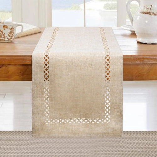 Chemin de table lin motif ajouré moderne chic