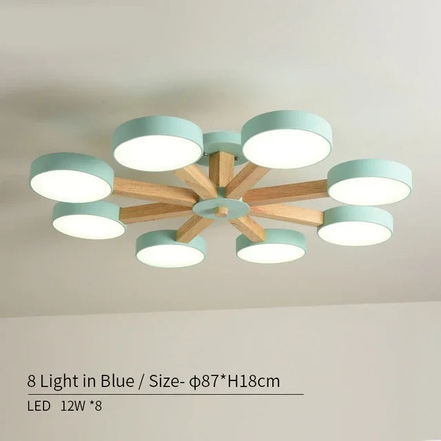 plafonnier moderne en bois à éclairage led pour décoration intérieure - vue 9 sur 15