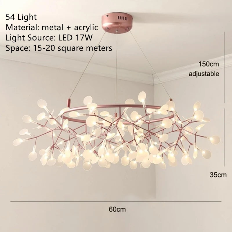 lustre led moderne avec branches rondes pour suspension