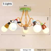 Cartoon Zebra Monkey Tiger Giraffe Animal Pendant Lamps LED E27 Kids Bedroom Hanging Light For Kindergarten Baby Child Decor