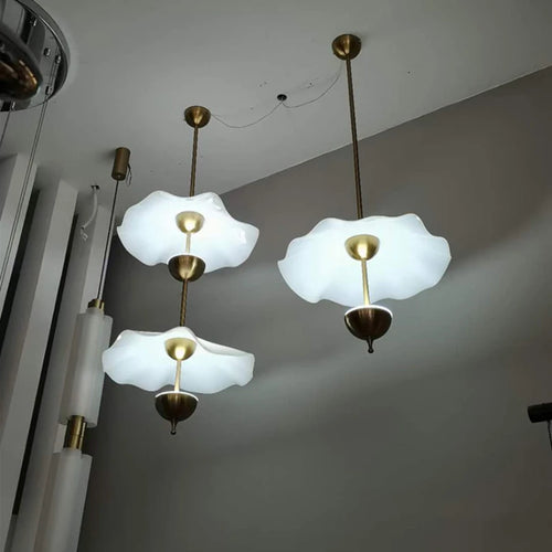 suspension en métal doré design lotus style art déco - vue 5 sur 10