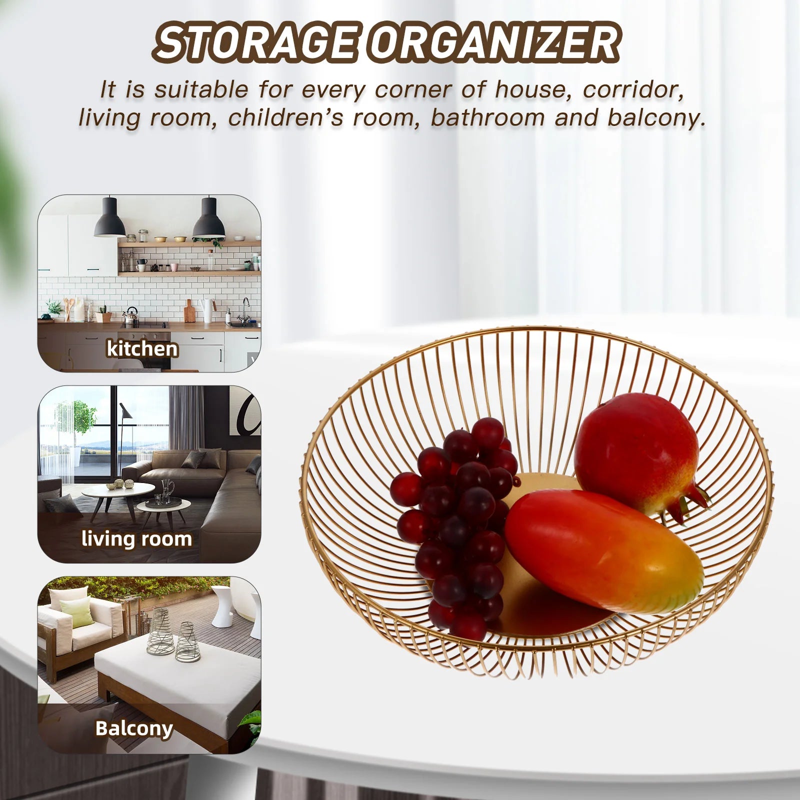 panier de rangement en fer forgé pour décor rustique - vue 9 sur 8