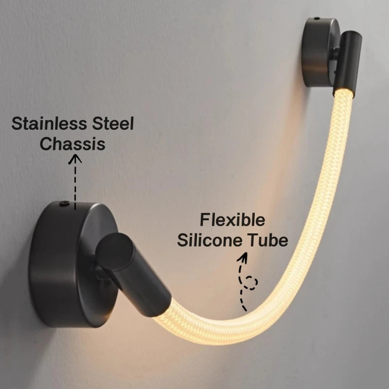 applique murale led minimaliste en silicone et fibre tissée - vue 3 sur 13