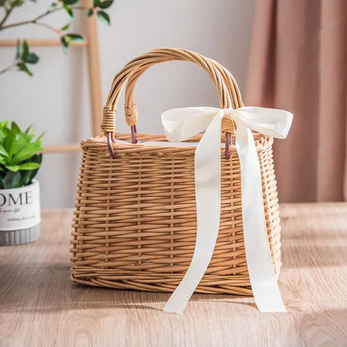 panier à fleurs en osier style rustique pour femmes - vue 6 sur 8