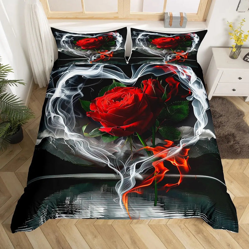 housse de couette florale rose style botanique luxe pour queen et twin