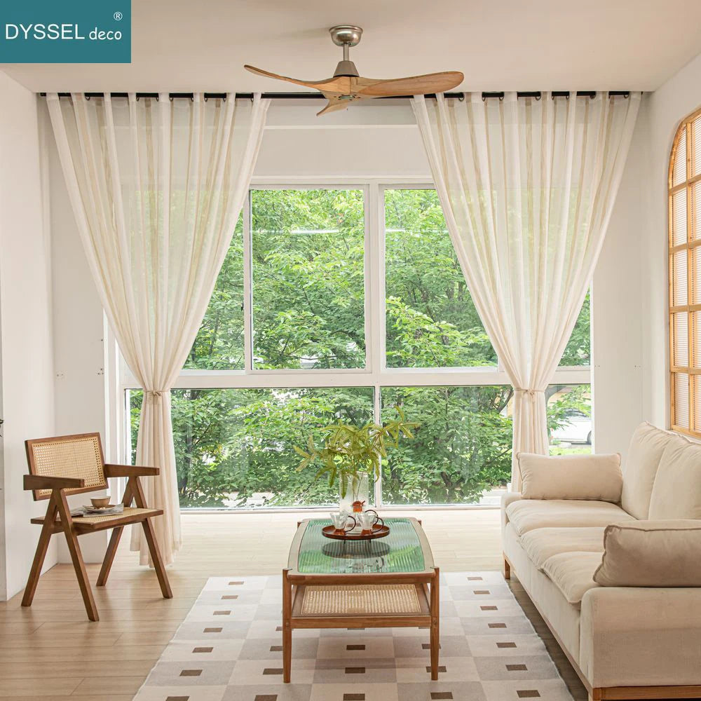 Voilage rideau rayé style moderne pour salon chambre - vue 3 sur 6