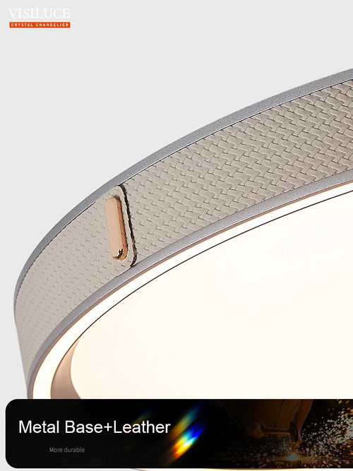 plafonnier led moderne en cuir avec télécommande lumière changeante - vue 7 sur 6