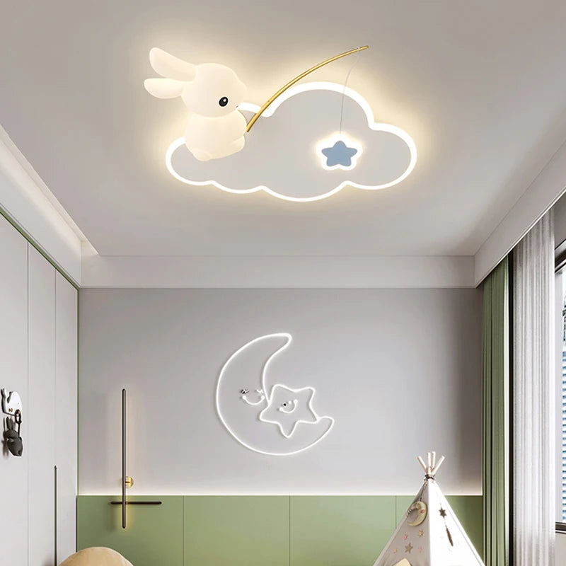 Creative Children's Room Ceiling Lamps Carrot Cloud Rabbit Ceiling Light Nursery Room School Baby Girl Bedroom Chandelier AC220V - vue 5 sur 15