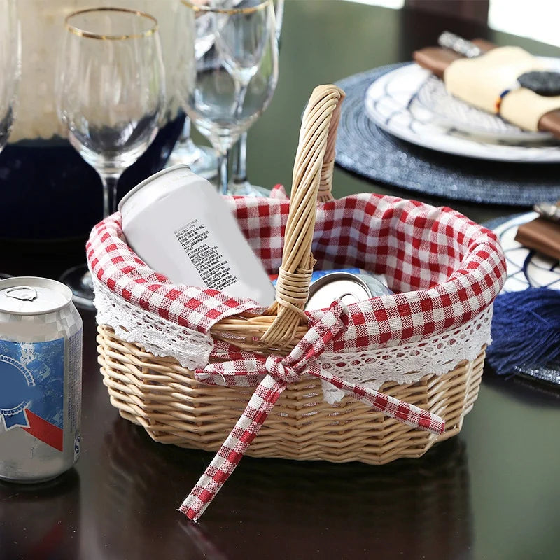 panier en osier ovale pour pique-nique mariage ou cadeau - vue 5 sur 7
