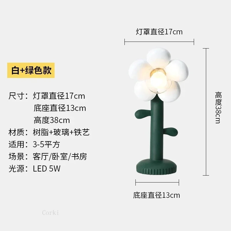 lampe à poser en résine fleurs roses décoratives pour intérieur - vue 7 sur 7