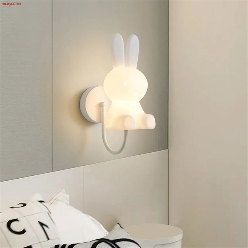 applique led murale pour enfants avec dessin de lapin