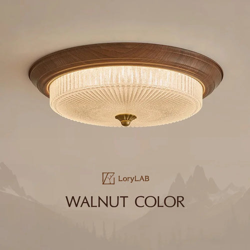 Walnut Color Etched Glass Lampshade, French Retro Art Vintage, Ceiling Light for Dining Room, Bedroom bedside, Kitchen, Study