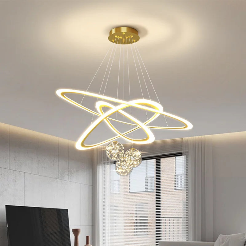 suspension moderne led anneaux design pour intérieur - vue 4 sur 10