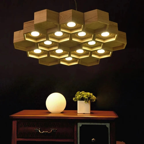 suspension en bois acrylique design nid dabeille pour intérieur