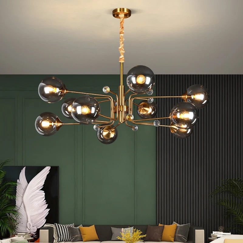 lustre led moderne 10 globes - vue 2 sur 18