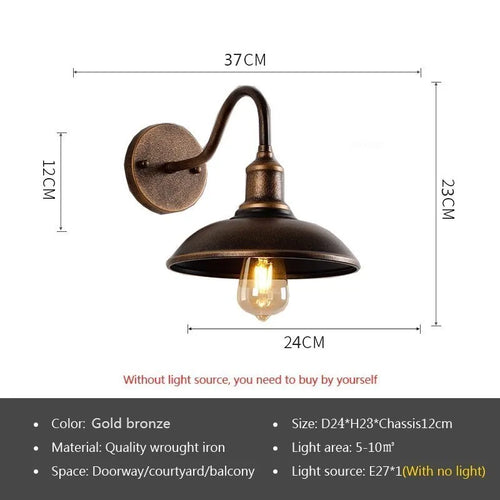 Vintage étanche applique murale lampe extérieure pour balcon porte cour couloir jardin industriel E27 appliques luminaire - vue 12 sur 13