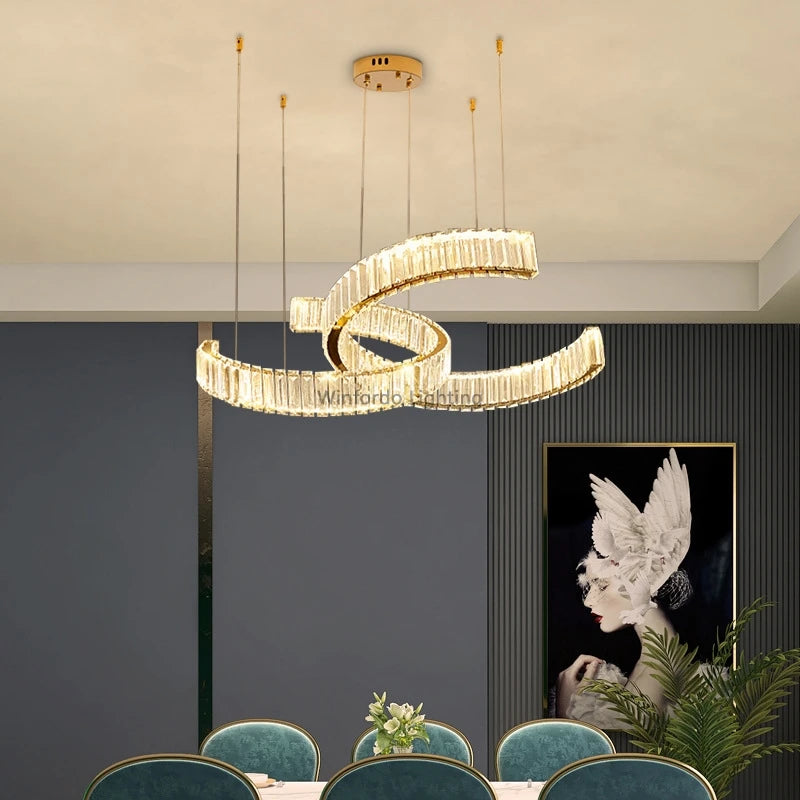 lustre en acier inoxydable cristal postmoderne