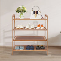 étagère à chaussures en bambou à quatre niveaux pour rangement polyvalent